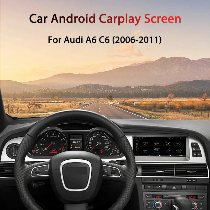 Autoradio multimédia Android sans fil Bonroad avec CarPlay pour Audi A6 C6 4F (2005-2012) – Compatible MMI 2G/3G, Bluetooth, GPS, radio et écran stéréo