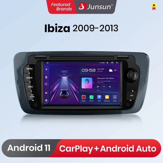 Autoradio écran avec CarPlay sans fil, Android Auto et GPS pour Seat Ibiza 6J (2009-2013) – Système multimédia intelligent pour voiture.