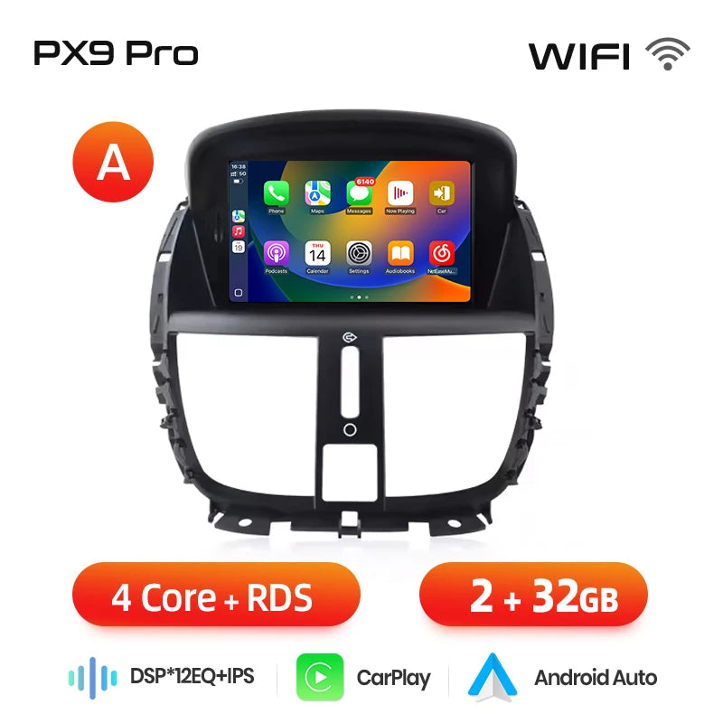 Peugeot 207 / 207 CC (2006–2015) Autoradio mit kabellosem CarPlay, Android Auto und integriertem GPS – Intelligentes Multimediasystem