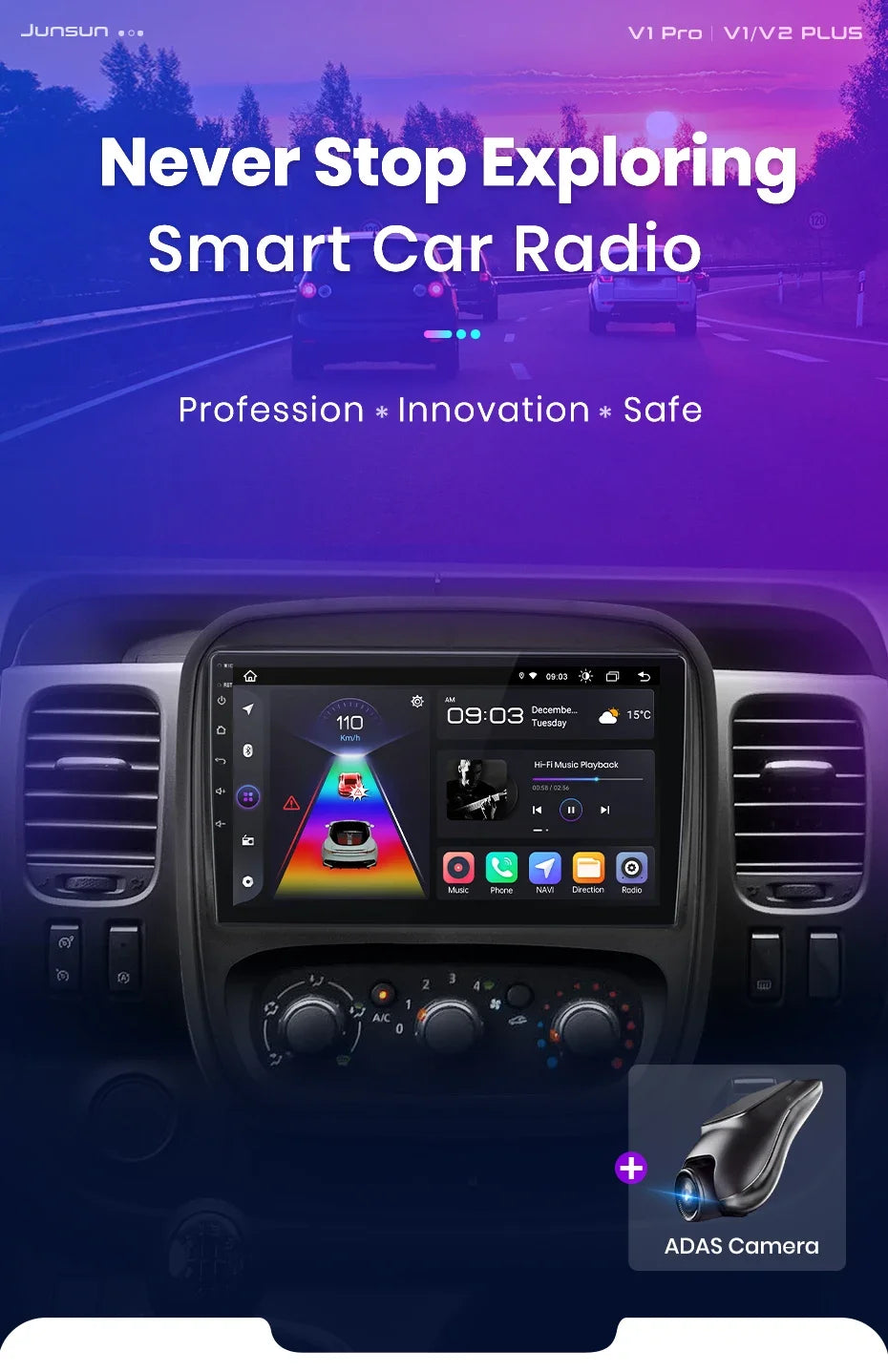 Autoradio CarPlay Renault Trafic 3 - Opel Vivaro B (2014-2021) – Système Android avec GPS, Navi, RDS et unité principale