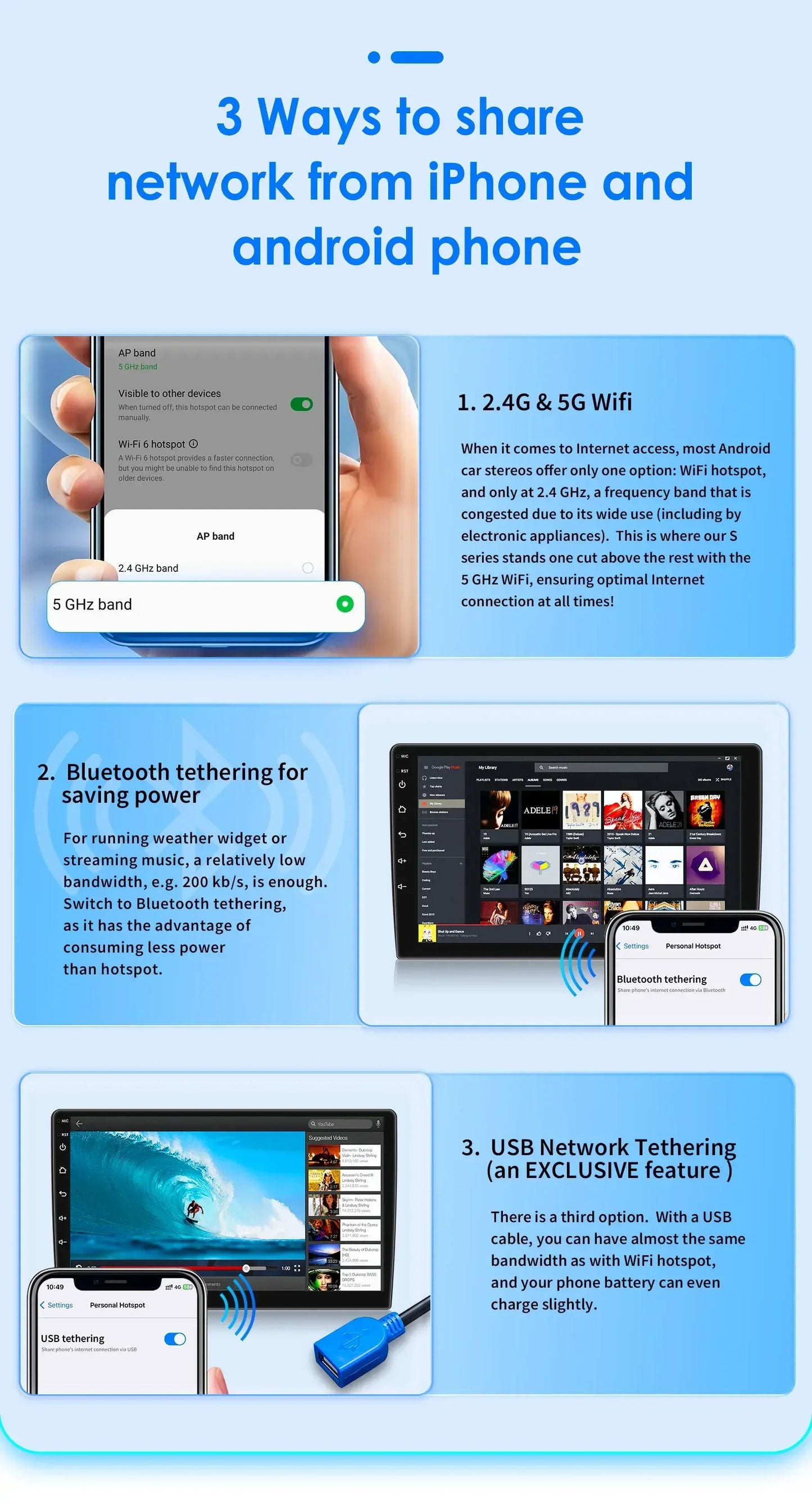 utoradio Android 9" Hizpo 2DIN avec GPS, Bluetooth, 4G, RDS, DSP, SWC et CarPlay – Compatible Ford Focus 2 Mk2 (2004-2011), Processeur UI7862