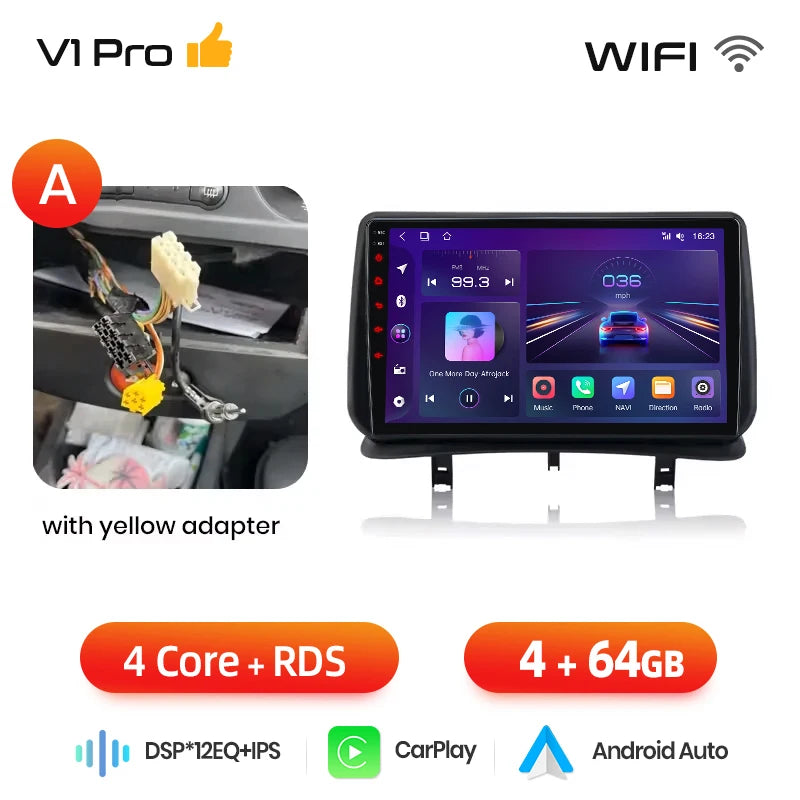 Autoradio CarPlay / Android Auto pour Renault Clio 3 (2005–2014)