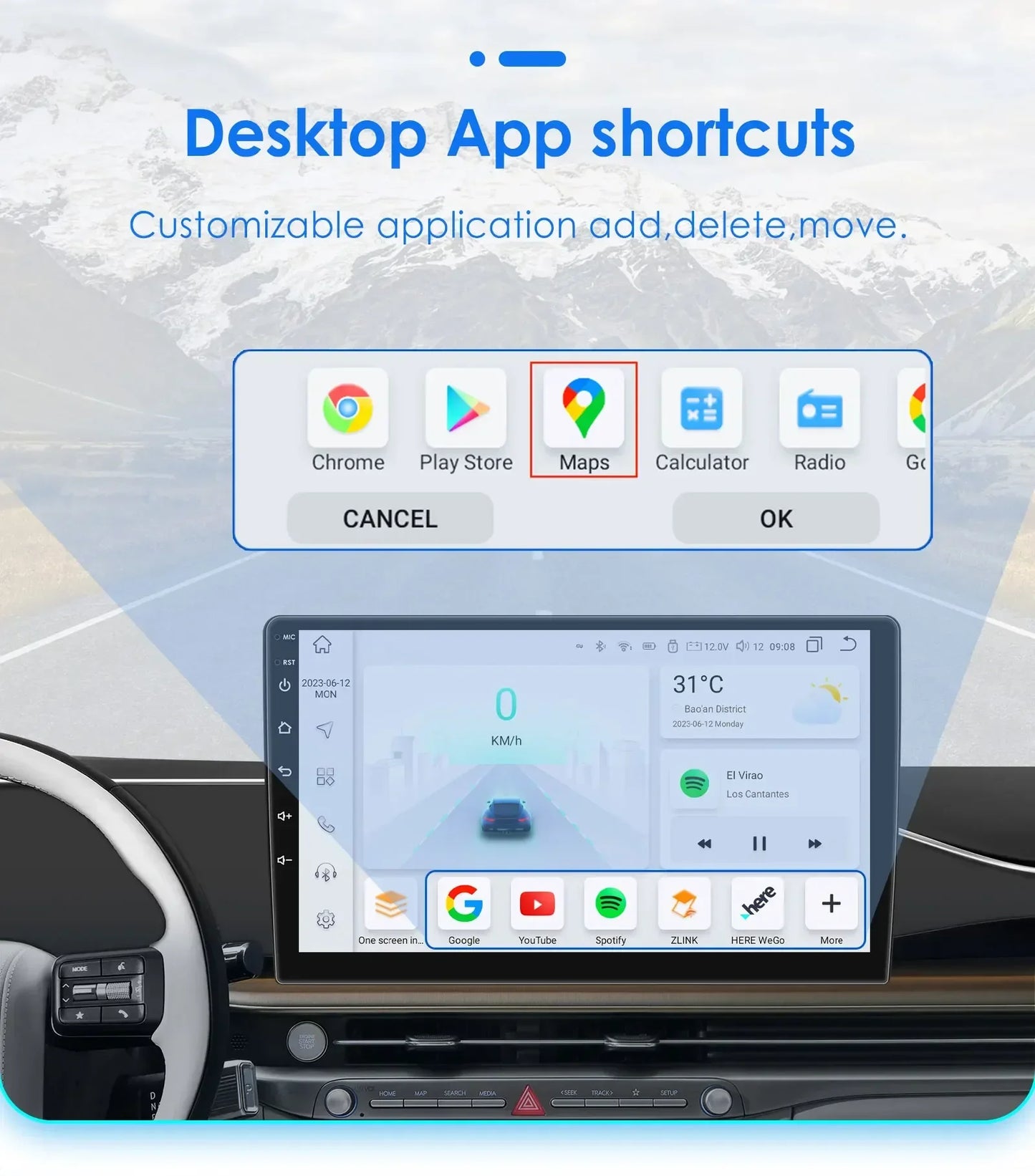 utoradio Android 9" Hizpo 2DIN avec GPS, Bluetooth, 4G, RDS, DSP, SWC et CarPlay – Compatible Ford Focus 2 Mk2 (2004-2011), Processeur UI7862