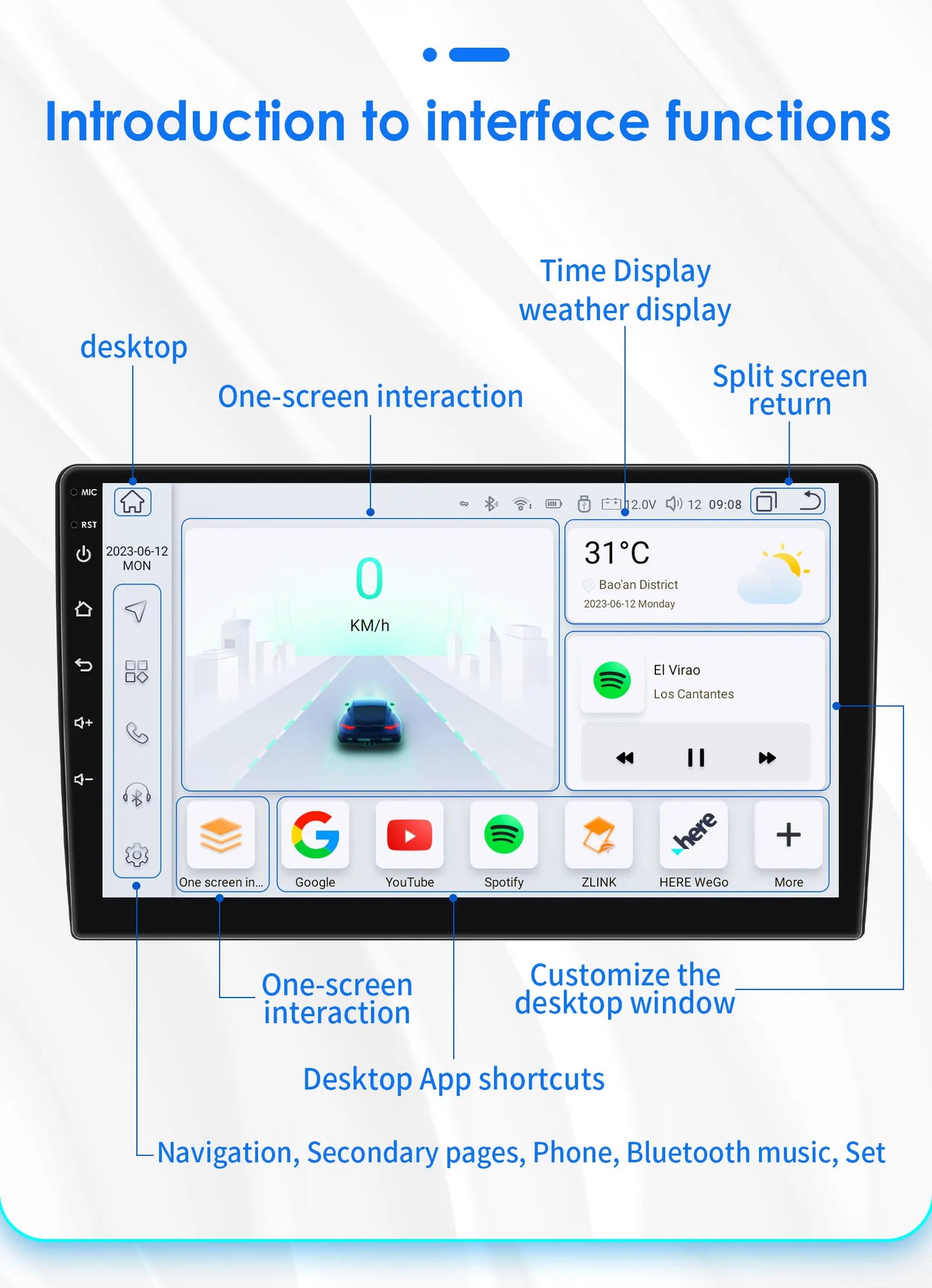 Autoradio CarPlay 2 DIN Android 13 pour Volkswagen Polo 5 (2008–2020)