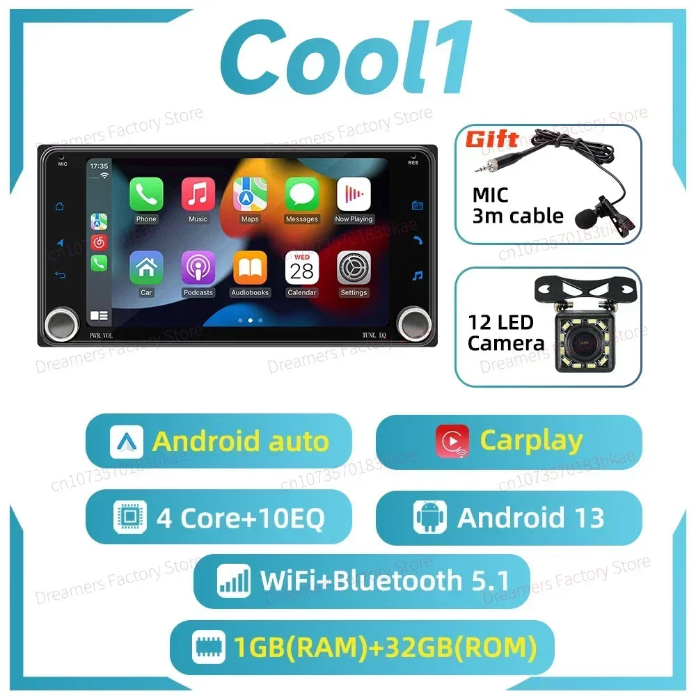 Carplay 2 Din Android Radio MultimediaToyota Celica 2000-2005  GPS Stereo Wifi