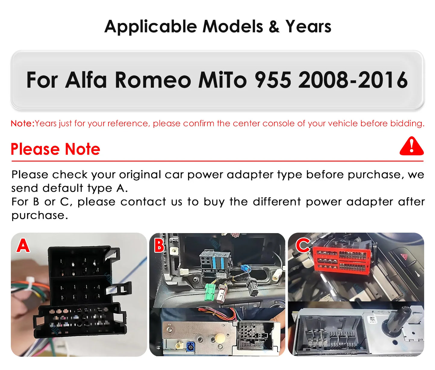 Autoradio Android 2DIN pour Alfa Romeo Mito 955 de 2008 à 2016 avec écran 9 pouces, GPS, CarPlay, Android Auto, lecteur multimédia vidéo et audio stéréo