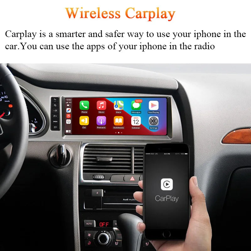 Autoradio multimédia Android sans fil Bonroad avec CarPlay pour Audi A6 C6 4F (2005-2012) – Compatible MMI 2G/3G, Bluetooth, GPS, radio et écran stéréo