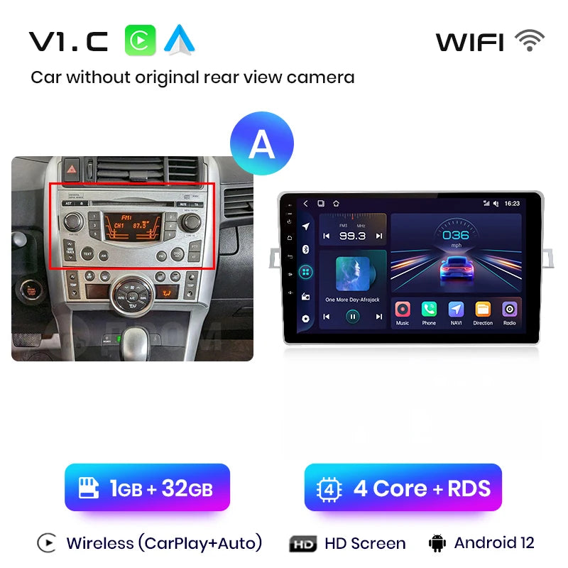 Autoradio CarPlay & Android Auto pour Toyota Verso R20 (2009-2018) Système Multimédia Intelligent avec GPS Intégré