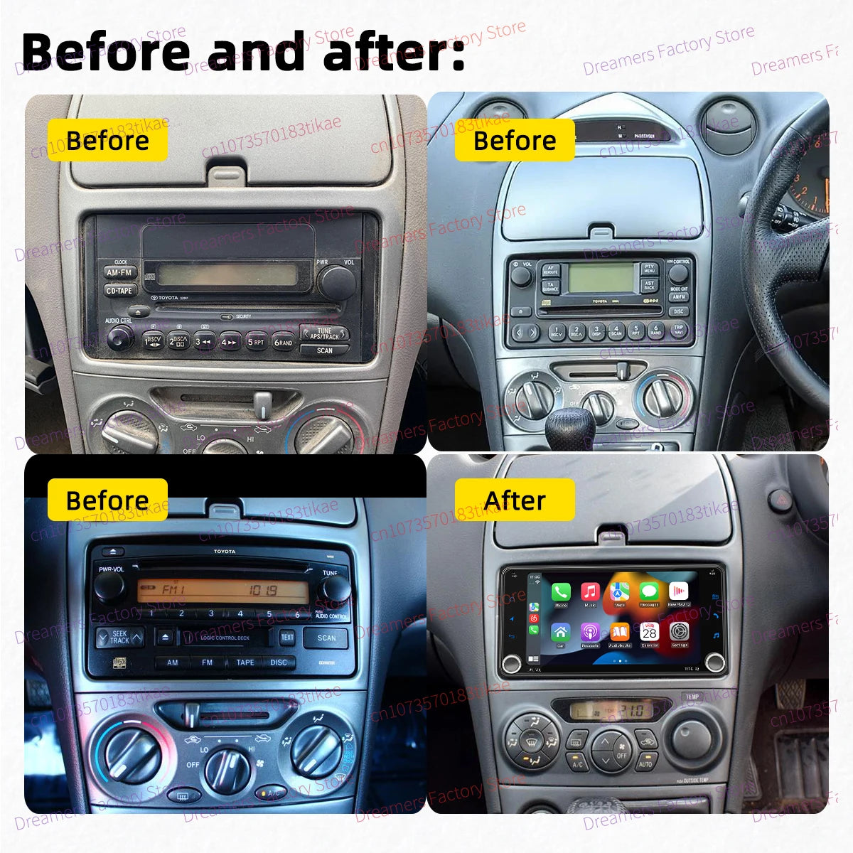 Carplay 2 Din Android Radio MultimediaToyota Celica 2000-2005  GPS Stereo Wifi