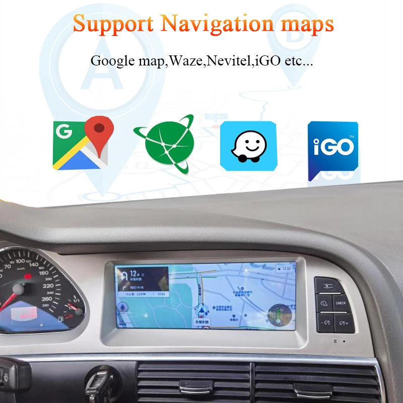 Autoradio multimédia Android sans fil Bonroad avec CarPlay pour Audi A6 C6 4F (2005-2012) – Compatible MMI 2G/3G, Bluetooth, GPS, radio et écran stéréo