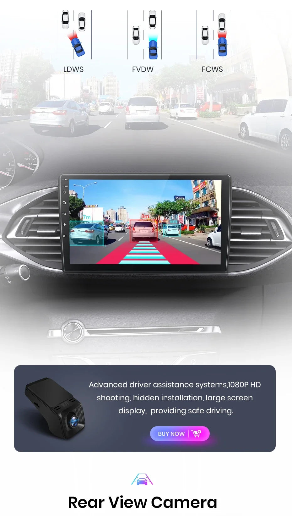 Autoradio CarPlay & Android Auto  9" Android 13 Pour Peugeot 308/308S (2013–2017) | AI Voice | Wireless | GPS | 4G | Double DIN