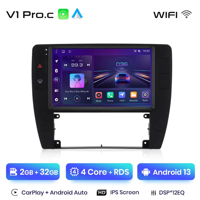 Autoradio CarPlay Android 13 Volkswagen Passat B5 (2000 à 2005) – Écran multimédia stéréo