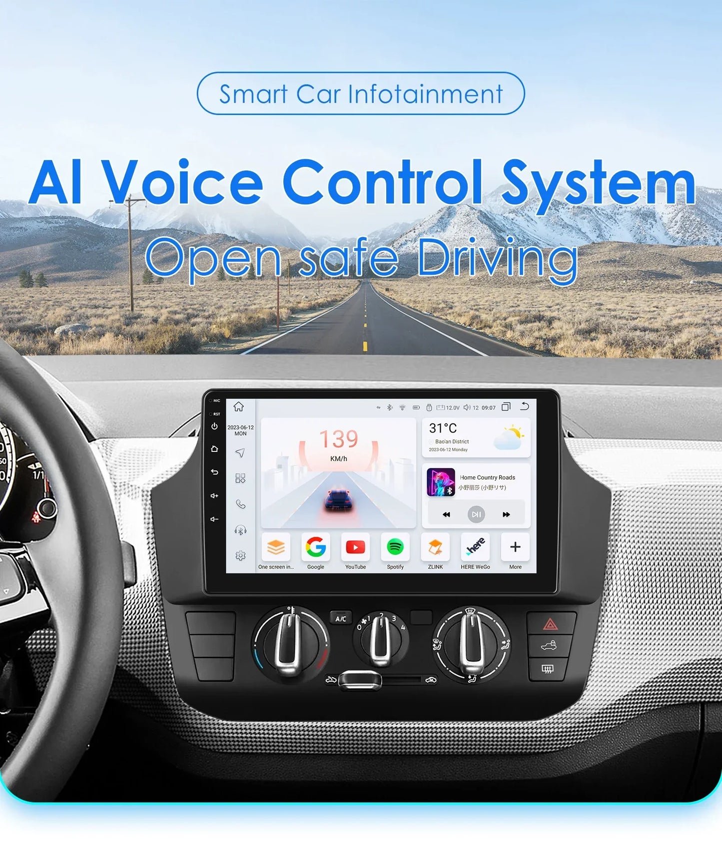 Autoradio Volkswagen UP! (2017 à 2023) – Compatible CarPlay & Android Auto – Écran tactile avec lecteur audio/vidéo