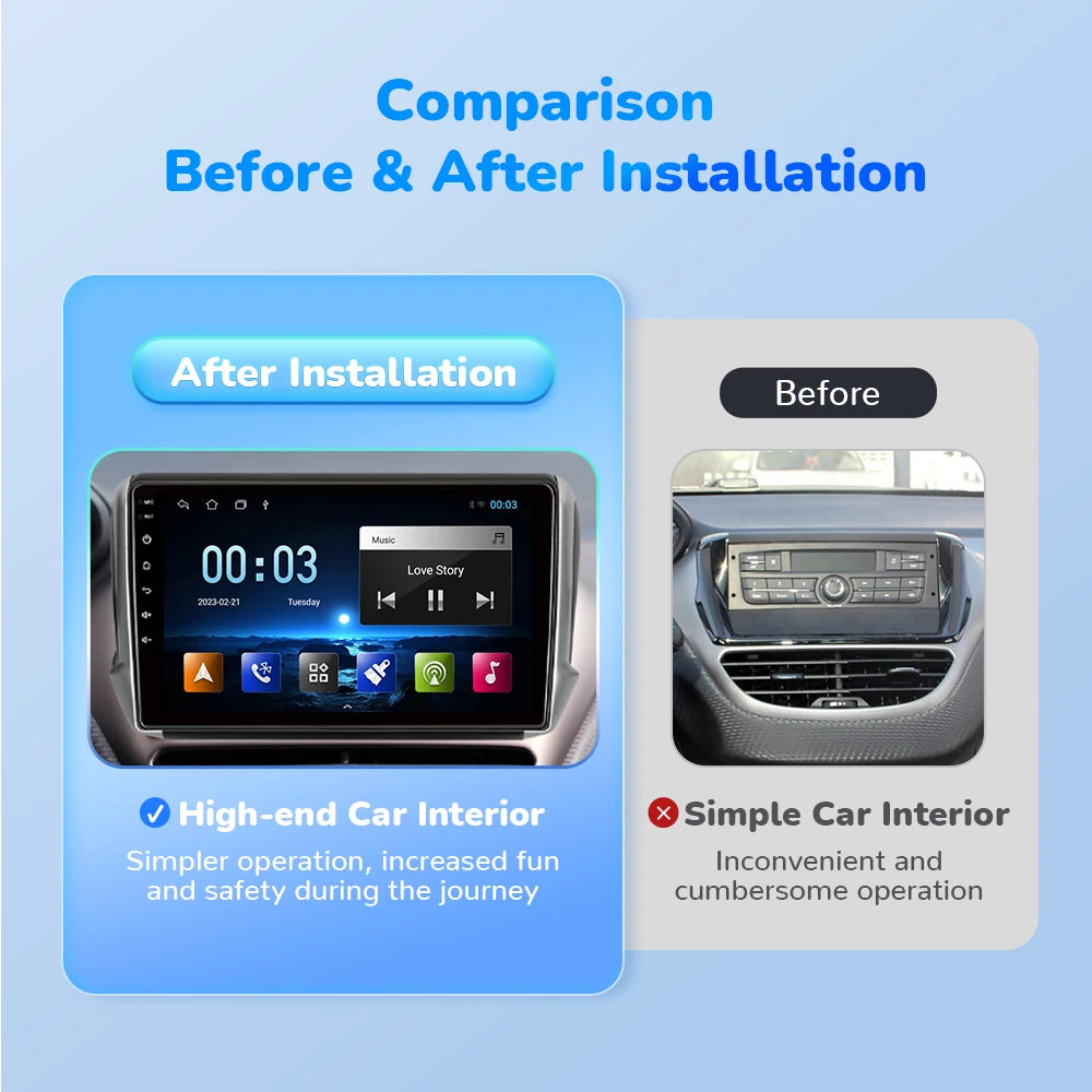 Autoradio Multimédia CarPlay Sans Fil - Peugeot 2008 / 208 (2012 à 2018) – GPS, WiFi, 4G, DSP
