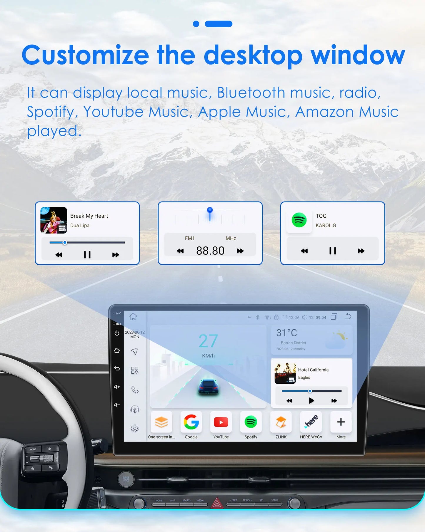 Autoradio CarPlay 2 DIN Android 13 pour Volkswagen Polo 5 (2008–2020)