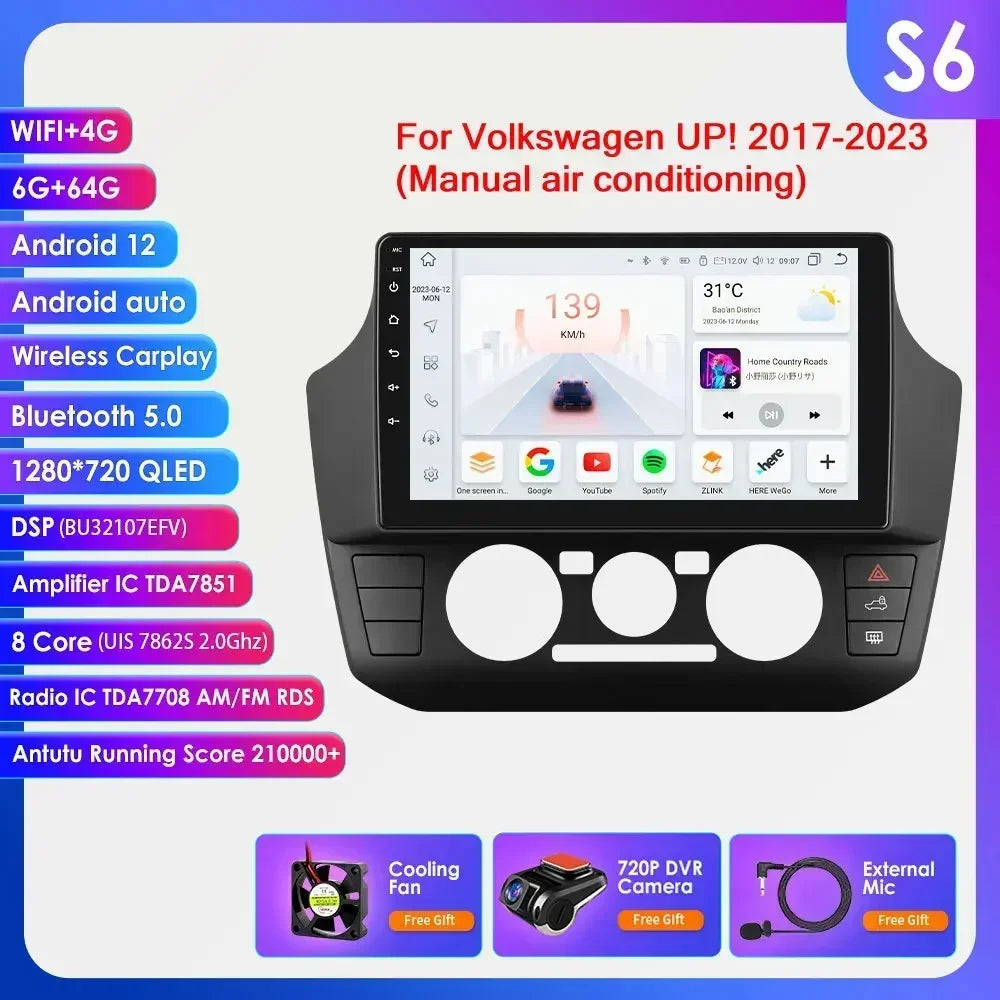 Autoradio Volkswagen UP! (2017 à 2023) – Compatible CarPlay & Android Auto – Écran tactile avec lecteur audio/vidéo