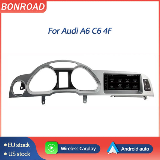 Autoradio multimédia Android sans fil Bonroad avec CarPlay pour Audi A6 C6 4F (2005-2012) – Compatible MMI 2G/3G, Bluetooth, GPS, radio et écran stéréo