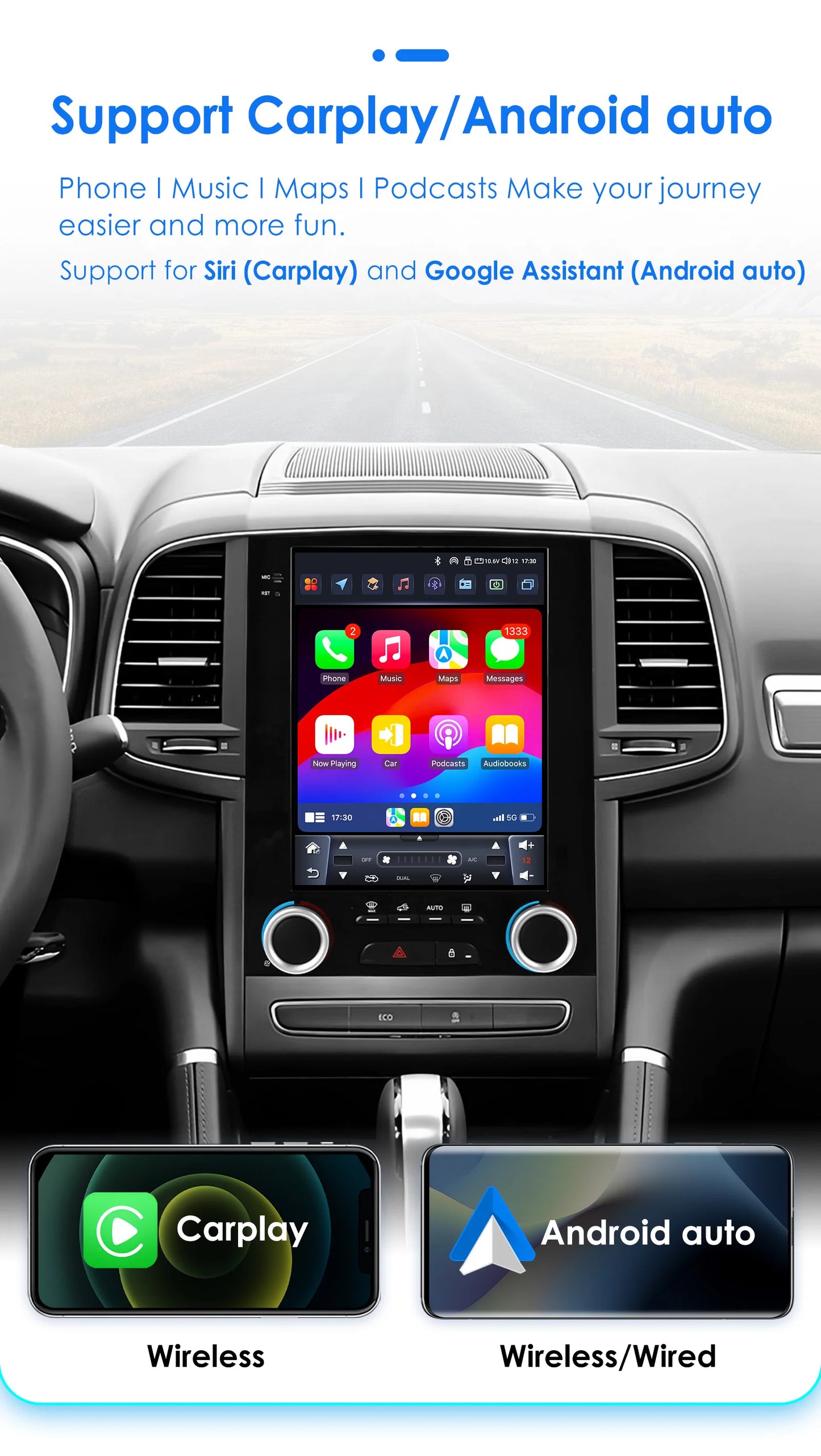 Autoradio CarPlay Renault Koleos, Mégane 4, Samsung SM6, Talisman (2016-2019) — Lecteur multimédia