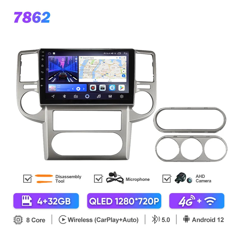 Autoradio CarPlay Android 12 pour Nissan X-Trail (2003-2007) – Écran QLED 2K, GPS, 4G, CarPlay, Lecteur Multimédia avec DSP