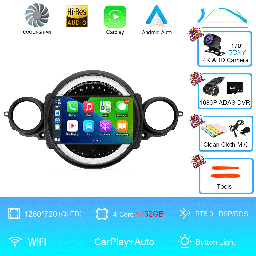 Autoradio Mini Cooper R56/R60/R51 (2006-2015) - GPS, CarPlay, Navigation, Stéréo, DSP, Bluetooth