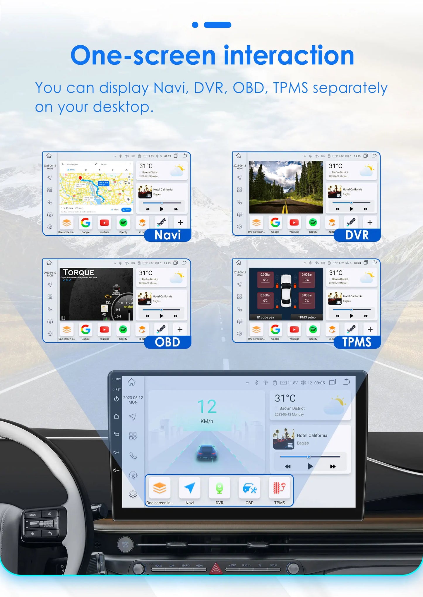 Autoradio CarPlay 2 DIN Android 13 pour Volkswagen Polo 5 (2008–2020)