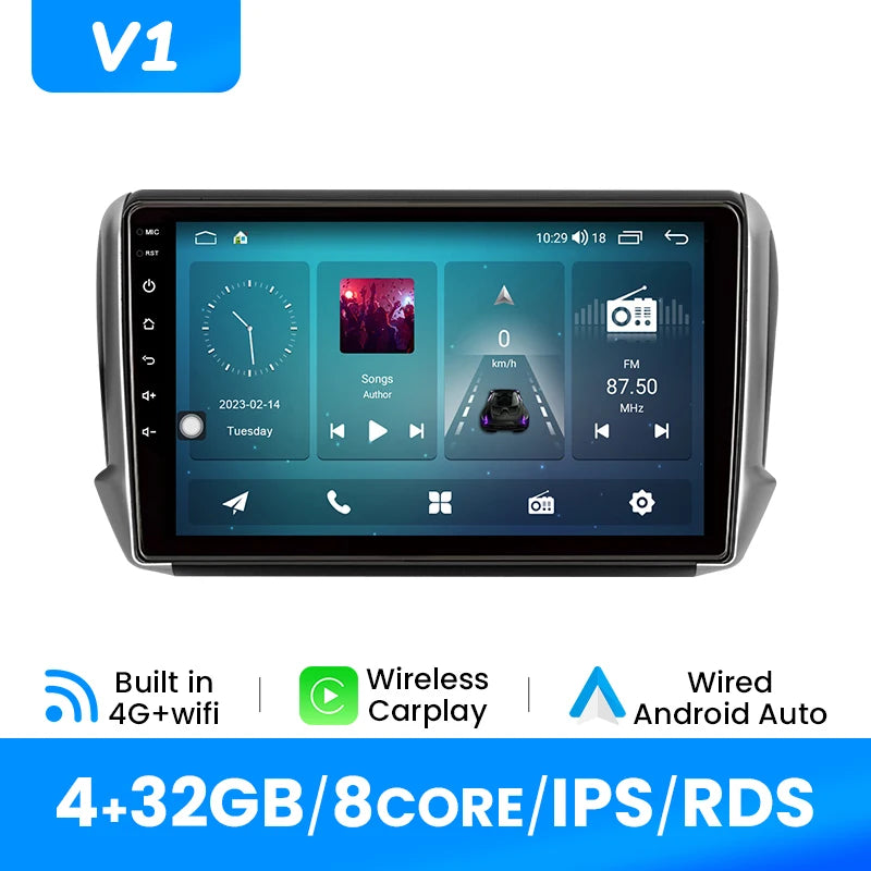Autoradio Multimédia CarPlay Sans Fil - Peugeot 2008 / 208 (2012 à 2018) – GPS, WiFi, 4G, DSP
