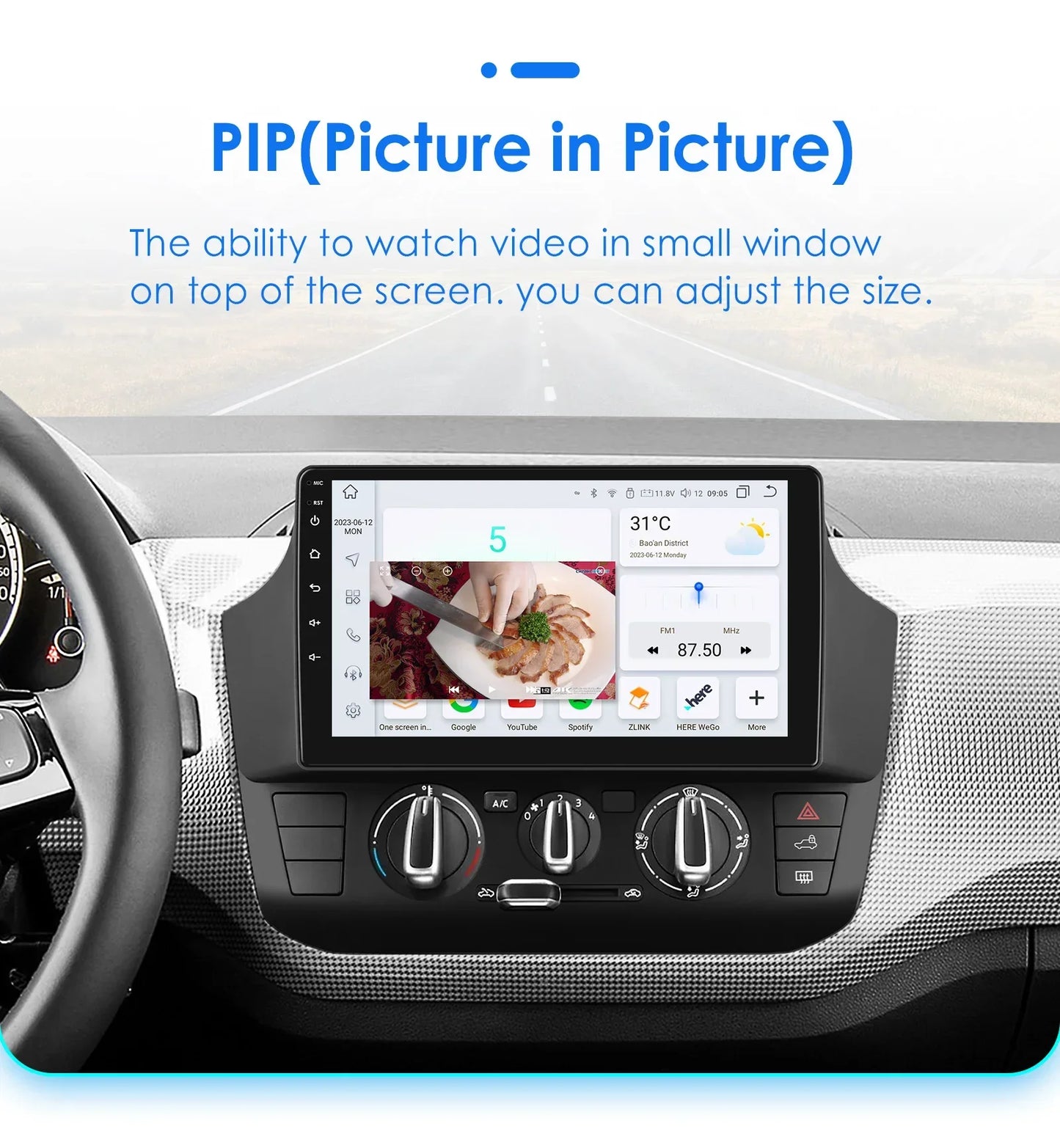 Autoradio Volkswagen UP! (2017 à 2023) – Compatible CarPlay & Android Auto – Écran tactile avec lecteur audio/vidéo