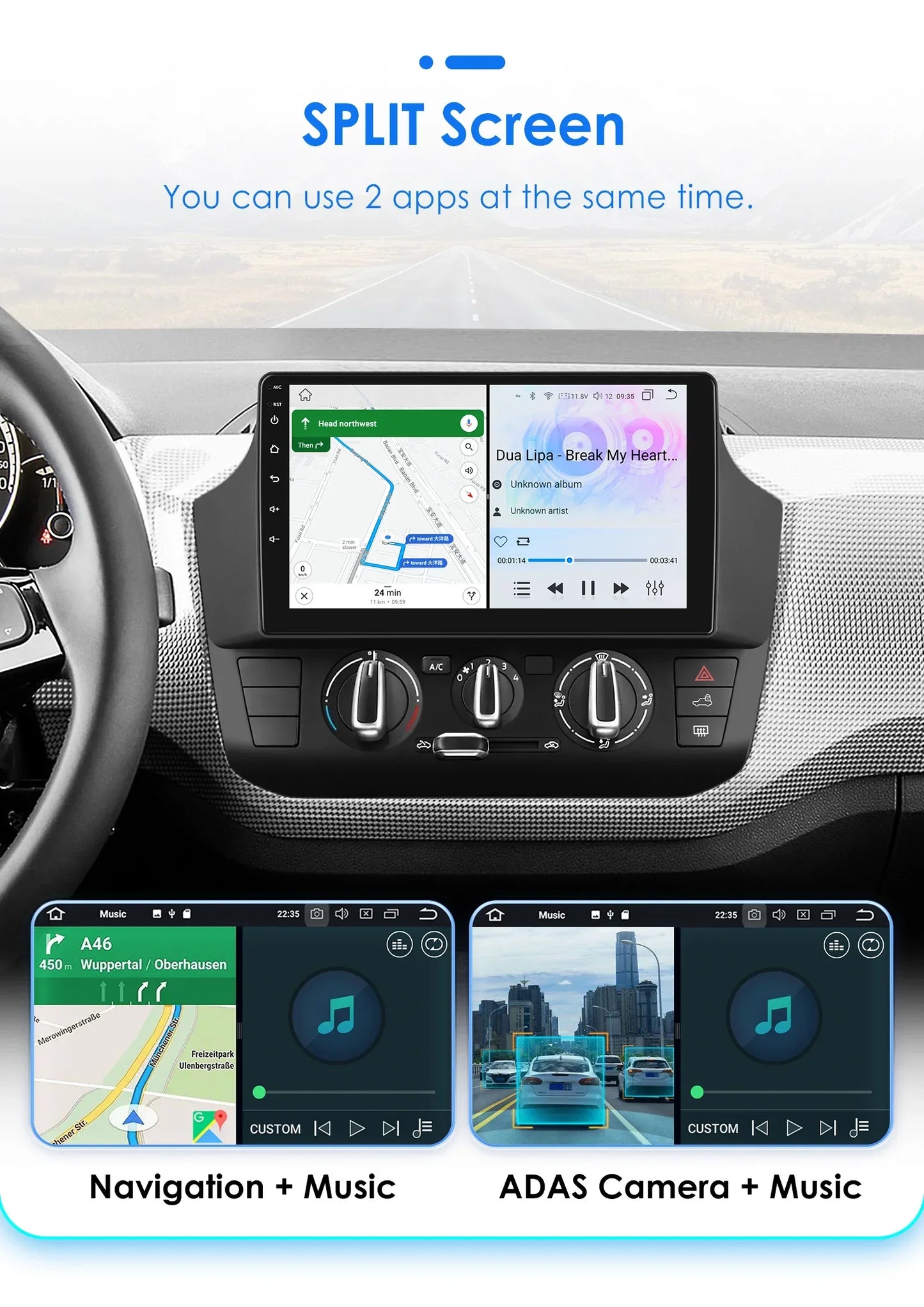 Autoradio Volkswagen UP! (2017 à 2023) – Compatible CarPlay & Android Auto – Écran tactile avec lecteur audio/vidéo
