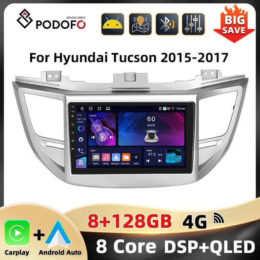 Autoradio CarPlay, Android Auto 2DIN pour Hyundai Tucson 2015-2017, Lecteur Multimédia avec Wi-Fi 4G,  DSP