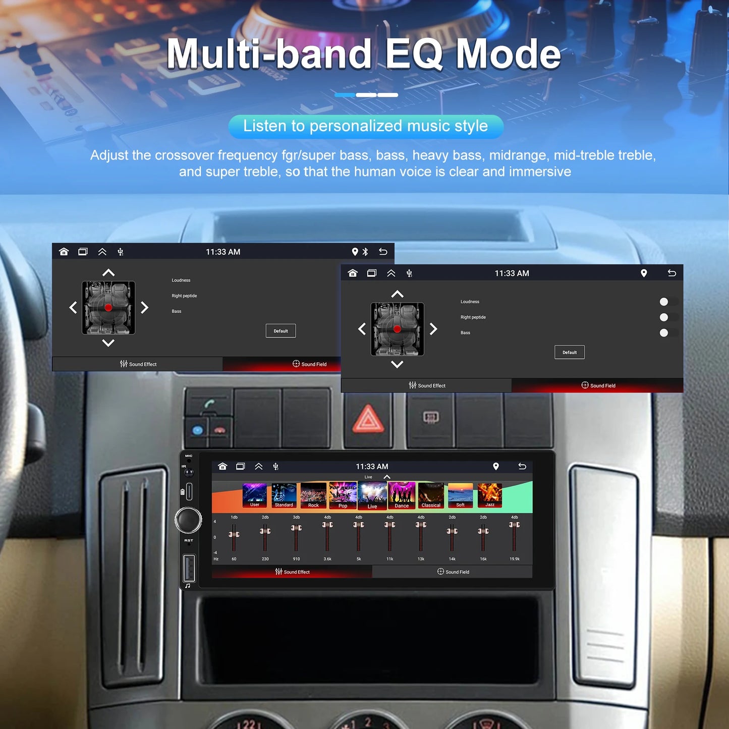 CarPlay Autoradio Android 1Din 6.86" GPS Navigation Player avec Android Auto, FM, WiFi, USB et Caméra de Recul