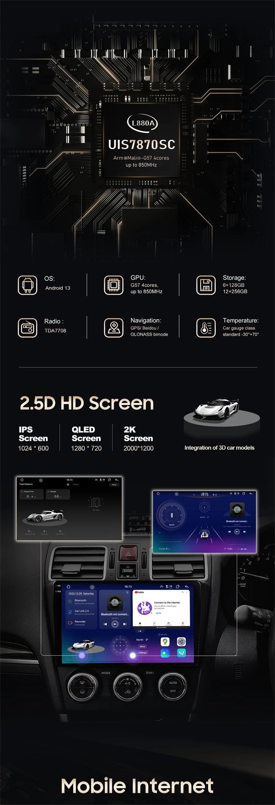 Autoradio CarPlay Android 12 pour Nissan X-Trail (2003-2007) – Écran QLED 2K, GPS, 4G, CarPlay, Lecteur Multimédia avec DSP
