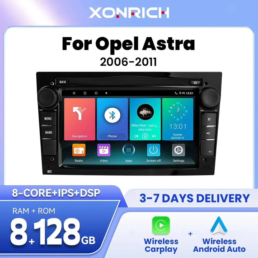 Autoradio Android 14 CarPlay sans fil Compatible avec Opel Astra / Vectra / Corsa / Zafira / Antara / Vivaro