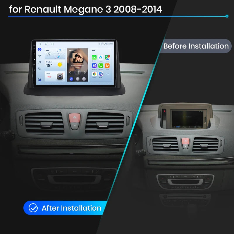 Autoradio Carplay Androidauto pour Renault Mégane 3 / Fluence / Samsung SM3 (2008–2014)