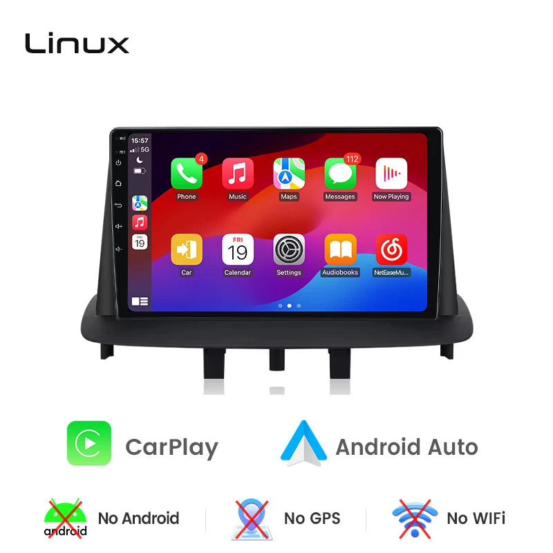 Autoradio Carplay Androidauto pour Renault Mégane 3 / Fluence / Samsung SM3 (2008–2014)