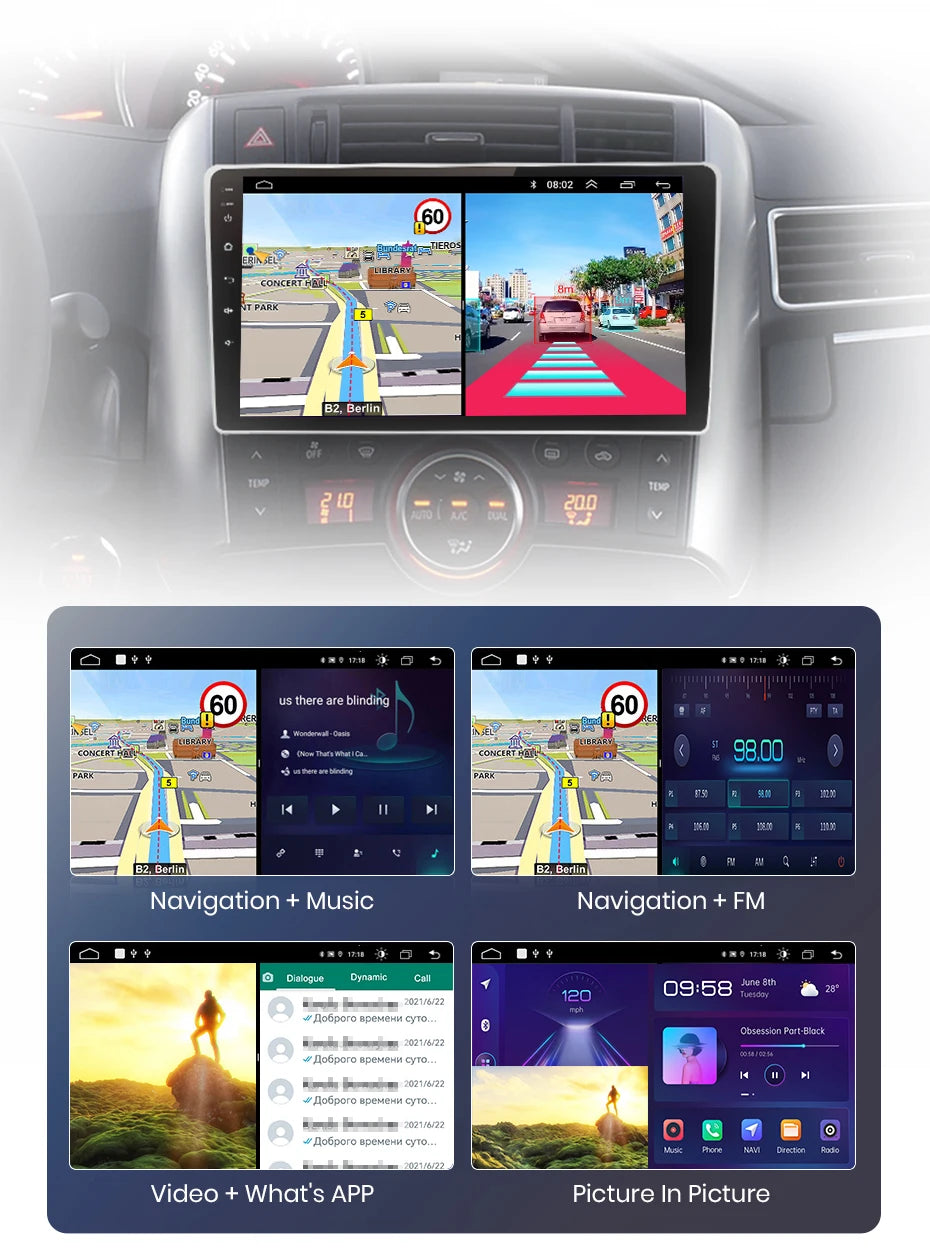 Autoradio CarPlay & Android Auto pour Toyota Verso R20 (2009-2018) Système Multimédia Intelligent avec GPS Intégré
