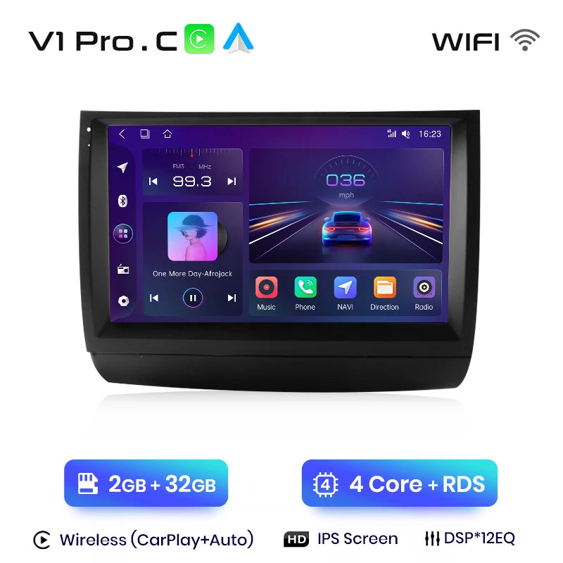 Autoradio multimédia Android 13 Junsun avec processeur Qualcomm 8 cœurs, compatible Toyota Prius 20 (2002 à 2009) – CarPlay sans fil, stéréo intelligente et connectée