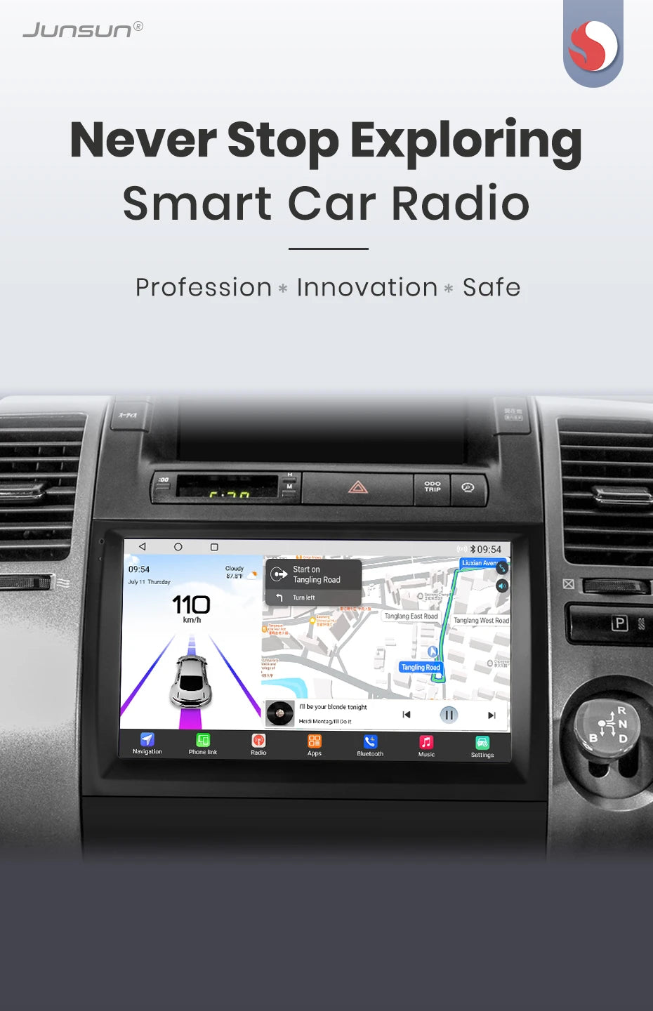 Autoradio multimédia Android 13 Junsun avec processeur Qualcomm 8 cœurs, compatible Toyota Prius 20 (2002 à 2009) – CarPlay sans fil, stéréo intelligente et connectée