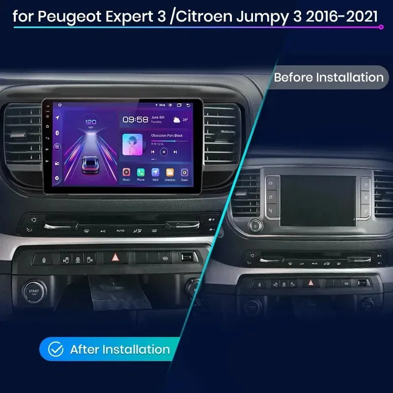 Autoradio CarPlay / Android Auto Peugeot Expert 3, Citroën Jumpy 3, SpaceTourer (2016-2021) – Système 2 DIN