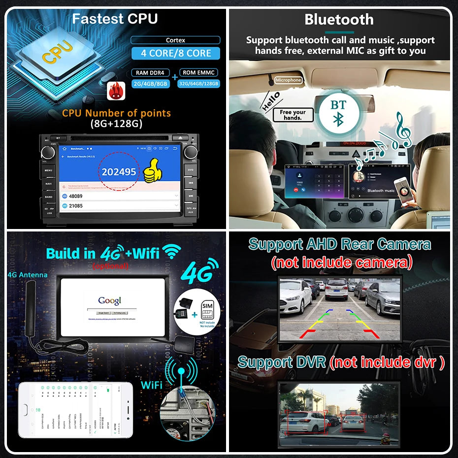 Carplay / Android auto KIA Ceed / Venga (2010–2016) – Système multimédia stéréo avec Bluetooth, GPS et lecteur média intégré