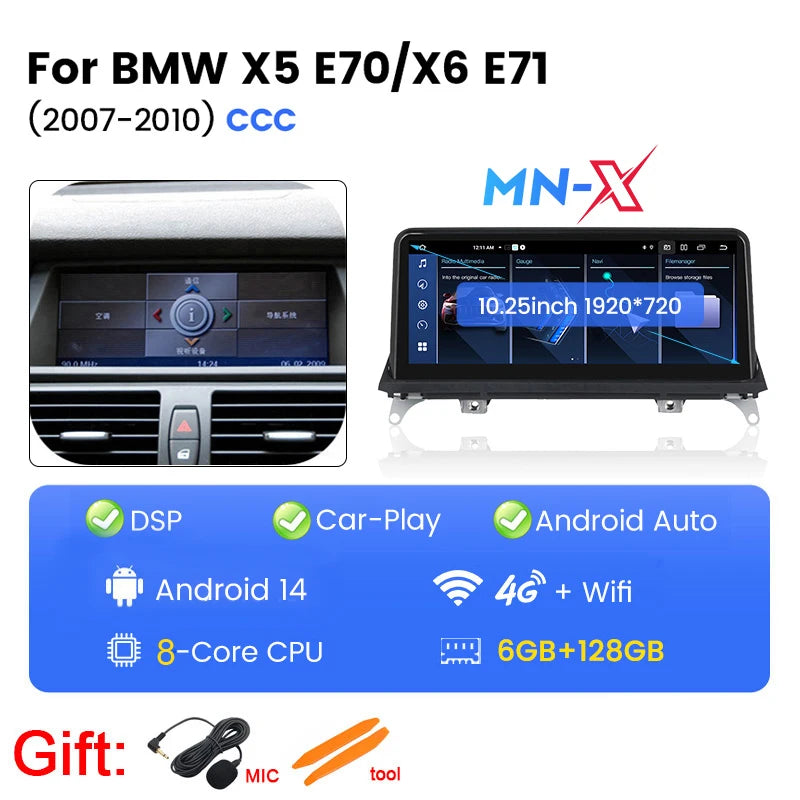 Autoradio Carlay et Android Auto pour BMW X5 E70 / X6 E71 (2007‑2012)