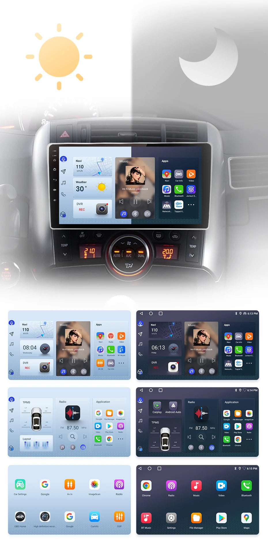 Autoradio CarPlay & Android Auto pour Toyota Verso R20 (2009-2018) Système Multimédia Intelligent avec GPS Intégré