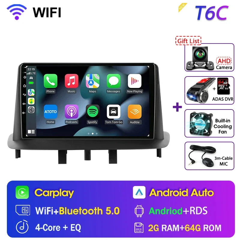 Radio con Carplay y Android Auto para Renault Mégane 3 y Fluence (años 2008 a 2014)