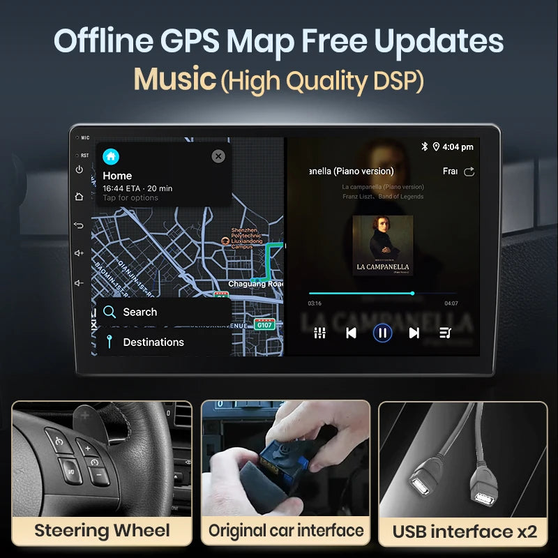 Autoradio Android sans fil Junsun avec CarPlay pour Citroën C2/C3 (2001-2010) – Système intelligent avec RDS, DSP, GPS, FM, Bluetooth et commandes au volant