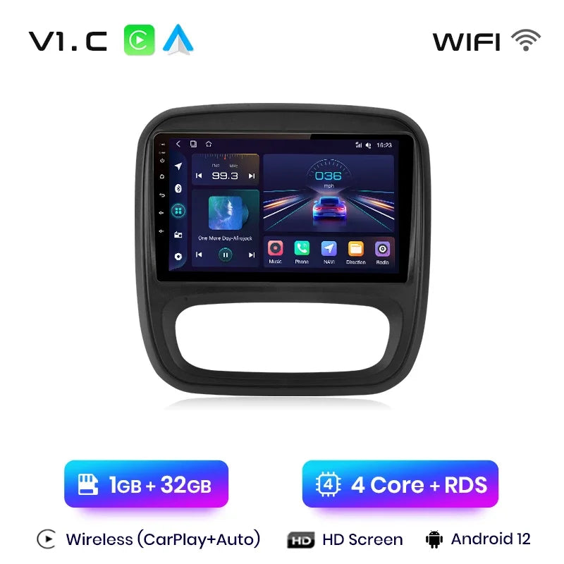 Autoradio CarPlay Renault Trafic 3 - Opel Vivaro B (2014-2021) – Système Android avec GPS, Navi, RDS et unité principale