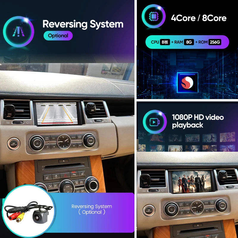 Autoradio Range Rover Sport 2010, 2011, 2012, 2013 - CarPlay, GPS, écran tactile, Bluetooth - Lecteur multimédia Android 13
