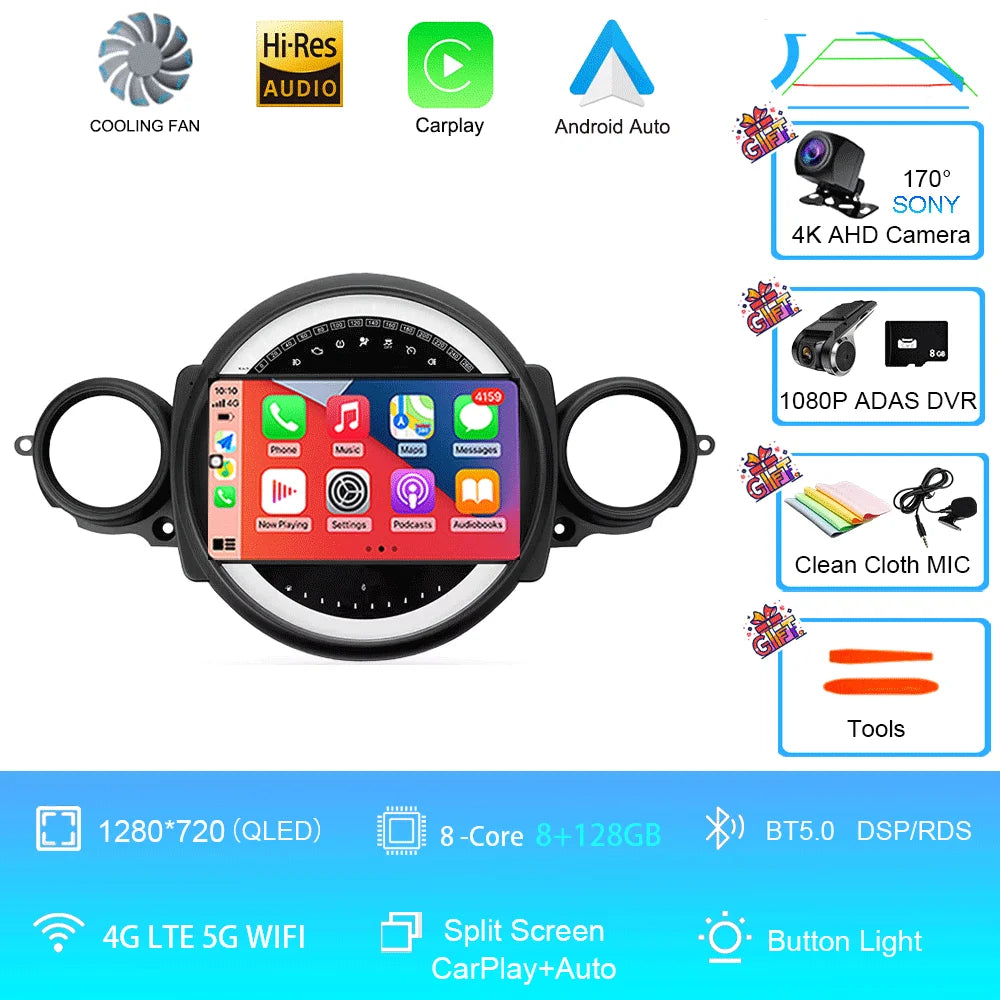 Autoradio Mini Cooper R56/R60/R51 (2006-2015) - GPS, CarPlay, Navigation, Stéréo, DSP, Bluetooth