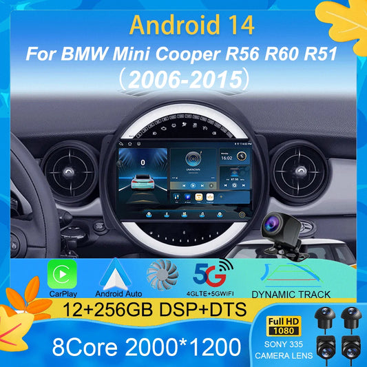 Autoradio Mini Cooper R56/R60/R51 (2006-2015) - GPS, CarPlay, Navigation, Stéréo, DSP, Bluetooth