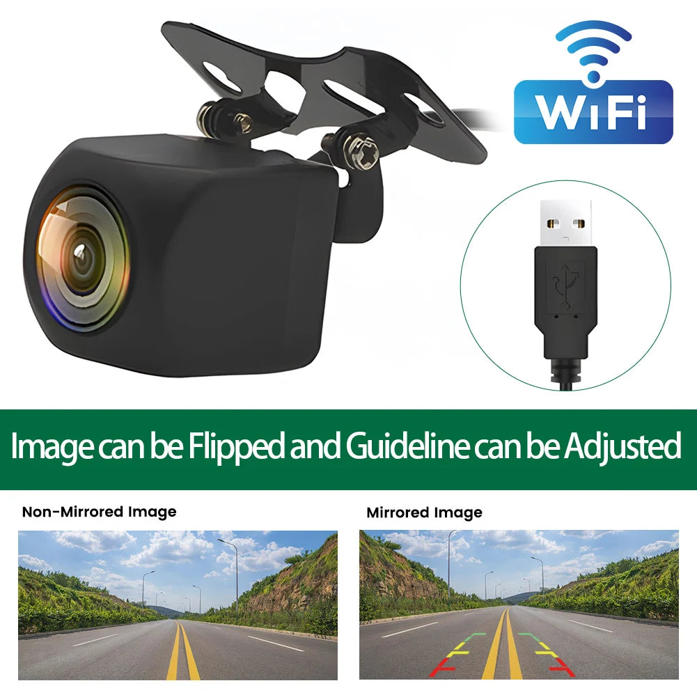 Caméra de Recul Sans Fil 1080P pour Voiture – Vision Nocturne HD, Grand Angle 170°, WiFi Compatible iPhone & Android, Alimentation 12V/24V