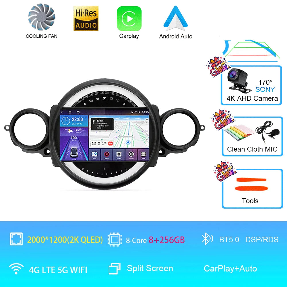 Autoradio Mini Cooper R56/R60/R51 (2006-2015) - GPS, CarPlay, Navigation, Stéréo, DSP, Bluetooth