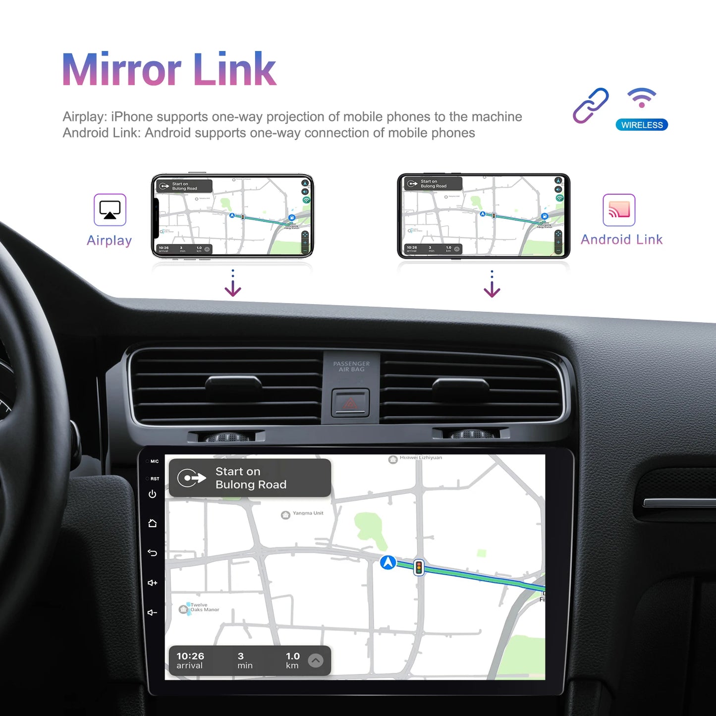 Autoradio sans fil Podofo CarPlay pour Smart Fortwo (Autoradio sans fil Podofo CarPlay pour Smart Fortwo 451 (2005-2015)